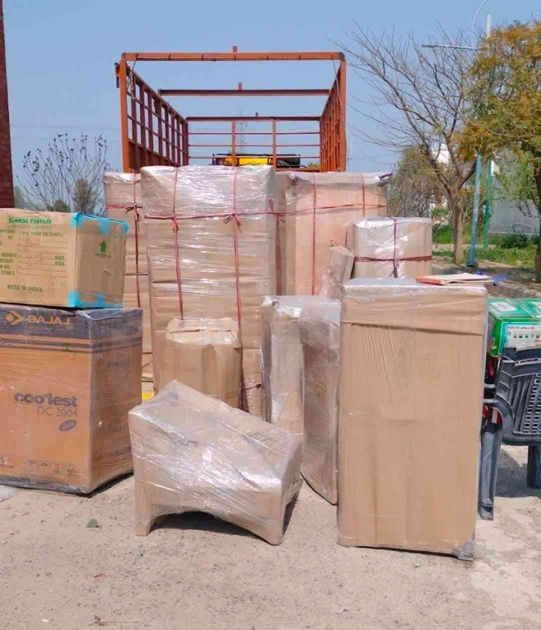 Packed household goods ready for transport